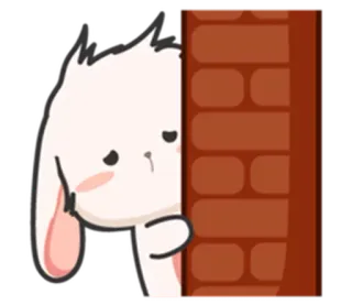 ⚪️ coniglio, coniglietto, sbirciando, carino, nascosto, muro telegram sticker