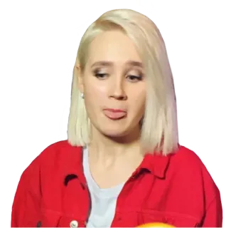 😋 Frau, blonde Haare, Zunge, Gesicht, Person telegram sticker