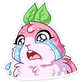 😭 การ์ตูน, เศร้า, ร้องไห้, น่ารัก, อนิเมะ, อารมณ์, สีชมพู, ใบไม้ telegram sticker