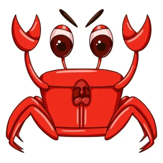 😡 螃蟹, 动物, 卡通, 海洋生物, 海洋, 红色, 眼睛 telegram sticker