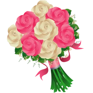 🌹 flower, bouquet, roses, pink, white, floral, romantic, gift telegram sticker