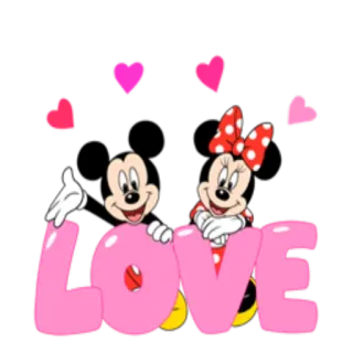 ❤ Mickey Mouse LOVE love, Mickey Mouse, Minnie Mouse, cartoon, hearts, friendship, animation, relationship whatsapp sticker