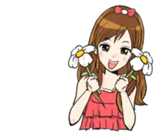 🌸 anime girl, cartoon, flowers, cute, happy telegram sticker
