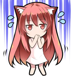 😰 Anime, Gatto, Ragazza, Chibi, Kawaii, Carino whatsapp sticker