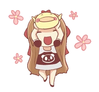 🍞 Мультфильм, Милый, Девочка, Персонаж, Цветы, Каваий telegram sticker