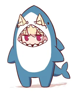 🦈 Anime, Desenho animado, Tubarão, Fofo, Animal, Personagem telegram sticker