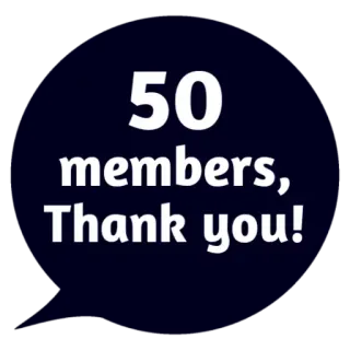 😵 50 members, Thank you! membros, obrigado, celebração, marco, comunidade telegram sticker