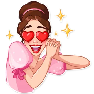 😍 femme, amour, coeurs, yeux, joyeux, excité, dessin animé, autocollant telegram sticker