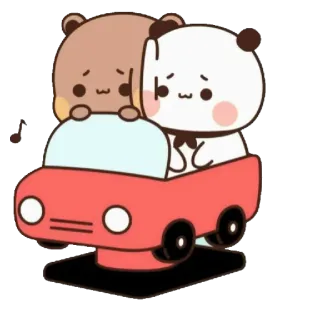 🚘 น่ารัก, หมี, แพนด้า, รถ, การ์ตูน, แอนิเมชัน telegram sticker