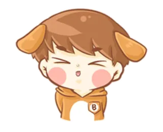 😝 cartoon, anime, kawaii, cute, boy, dog, puppy telegram sticker
