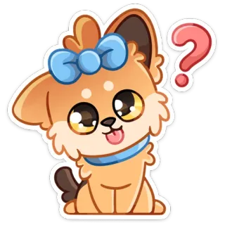 ❓ anak anjing, anjing, lucu, tanda tanya, kartun, menggemaskan whatsapp sticker