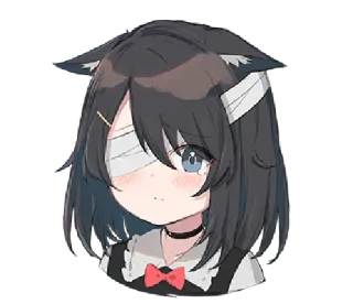 😢 anime meisje, kattenoren, verband, chibi, kawaii telegram sticker