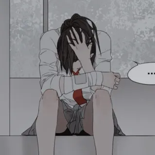 🍤 ... sad, anime, teen, girl, school uniform telegram sticker