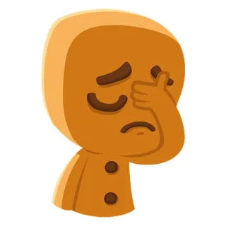 🤦 gingerbread man, sad, emoticon, cartoon, upset, character, food telegram sticker