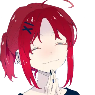 😕 Anime, Sourire, Fille, Joyeux, Cheveux roux, Barrette telegram sticker