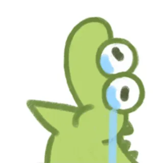 😓 dinosaur, sad, crying, cartoon, animal, green telegram sticker