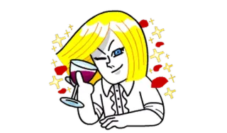😉 женщина, вино, напиток, блондинка, мультфильм, блестки whatsapp sticker