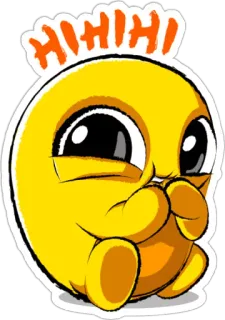 😂 HIHIHI Emoji, Giallo, Sticker, Cartone animato, Divertente telegram sticker