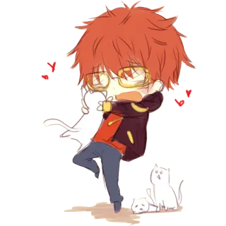 😍 cartoon, anime, character, cute, chibi, cat, hug, glasses telegram sticker