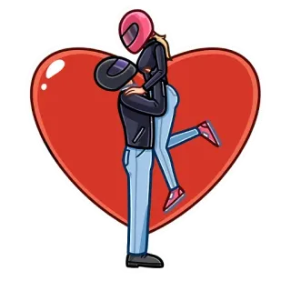 ❤️ coppia, amore, moto, casco, romanticismo, cuore telegram sticker