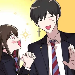 🌑 anime, cartoon, school uniform, couple, romance, cute telegram sticker