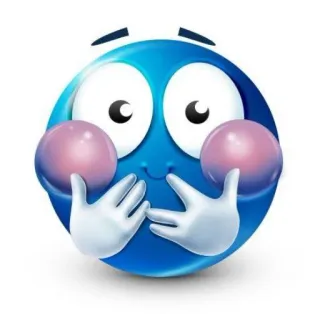 😳 blau, Hände, Erröten, Cartoon, Emoji whatsapp sticker