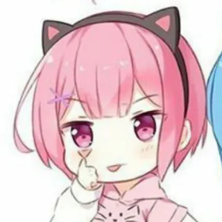 🍓 Anime, Kawaii, Carino, Ragazza, Cartone animato, Orecchie da gatto, Capelli rosa telegram sticker