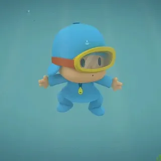 ☀️ Pocoyo Мультфильм, Дайвинг, Плавание, Под водой, Синий, Pocoyo telegram sticker