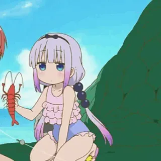 🍥 Kanna Kamui Miss Kobayashi's Dragon Maid Anime, Drache, Kanna, Kamui, Strand, Sommer, süß whatsapp sticker