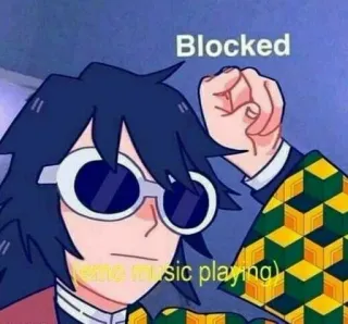 😫 Blocked Anime, Meme, Bloccato, Divertente, Occhiali, Cartone animato whatsapp sticker
