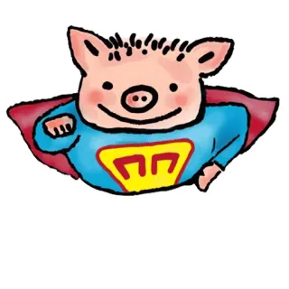 👻 Schwein, Superheld, Tier, Cartoon, fliegend, Umhang, Illustration telegram sticker