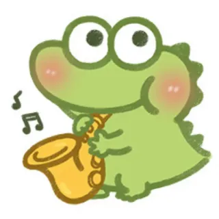 🎷 crocodile, alligator, saxophone, music, cute, cartoon, animal, musical instrument telegram sticker