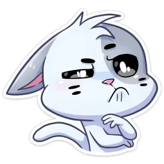 🤔 chat, autocollant, animal, dessin animé, mignon, triste telegram sticker