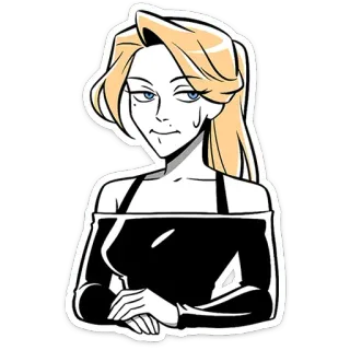 😏 wanita, rambut pirang, kartun, stiker telegram sticker
