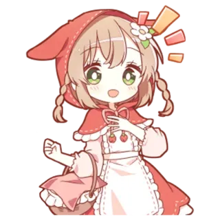 😯 anime, chapeuzinho vermelho, fofo, kawaii, flor telegram sticker