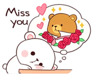 😕 Miss you urso, amor, saudades, fofo, desenho animado, coração telegram sticker