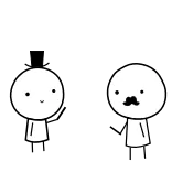 🐰 cartoon, stick figures, waving, mustache, minimalist, drawing whatsapp sticker