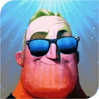 🌑 Mr. Incredible The Incredibles มิสเตอร์อินเครดิเบิล, แว่นกันแดด, ดิสนีย์, พิกซาร์, มีม whatsapp sticker
