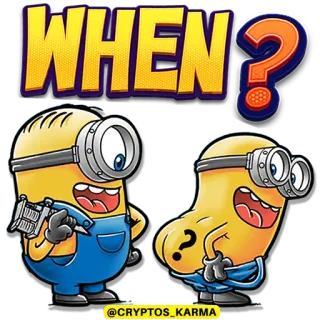 🥴 Minion WHEN? Minion, quando, domanda, cartone animato telegram sticker