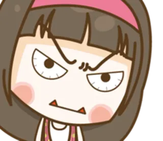 😼 Dessin animé, En colère, Fille, Expression, Mignon, Animation telegram sticker