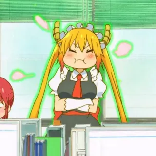 💈 Tohru Miss Kobayashi's Dragon Maid Anime, Dragón, Maid, Enojado, Lindo, Dibujos animados telegram sticker