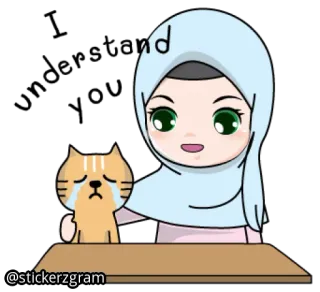 🤗 hijab, gatto, ragazza, carino, adesivo, musulmano, piangendo whatsapp sticker