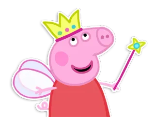 🧚‍♀️ Peppa Pig varken, cartoon, prinses, fee, kroon, magie, toverstaf telegram sticker