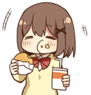 😋 cartone animato, cibo, ragazza, hamburger, bibita, carino, anime, manga telegram sticker