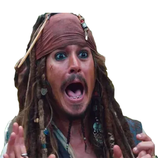 😱 Jack Sparrow Pirates of the Caribbean pirata, impactado, sorpresa, asustado, incredulidad, Johnny Depp telegram sticker