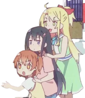 ❤️ anime, dibujos animados, chicas, grupo, amigos telegram sticker