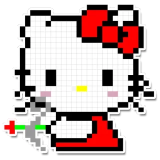 😻 Hello Kitty Hello Kitty, cartoon, pixel art, kawaii, cute, Sanrio telegram sticker