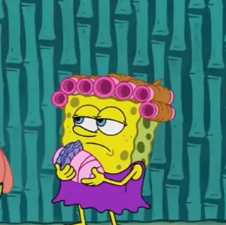 🍔 Spongebob Bob l'éponge, Dessin animé, Personnage, Drôle, Bigoudis, Mème telegram sticker