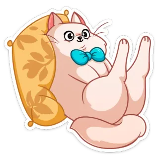 ☺️ кот, подушка, милый, животное, бабочка telegram sticker