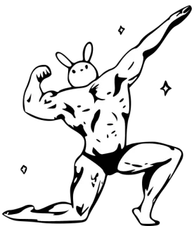 💪 rabbit, muscle, bodybuilder, gym, fitness, animal, mascot whatsapp sticker